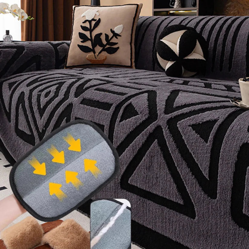 Housse de canapé en peluche antidérapante douce