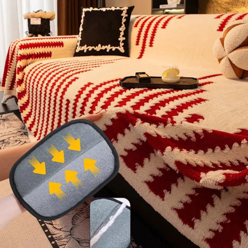 Housse de canapé en peluche antidérapante douce