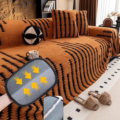 Housse de canapé en peluche antidérapante douce