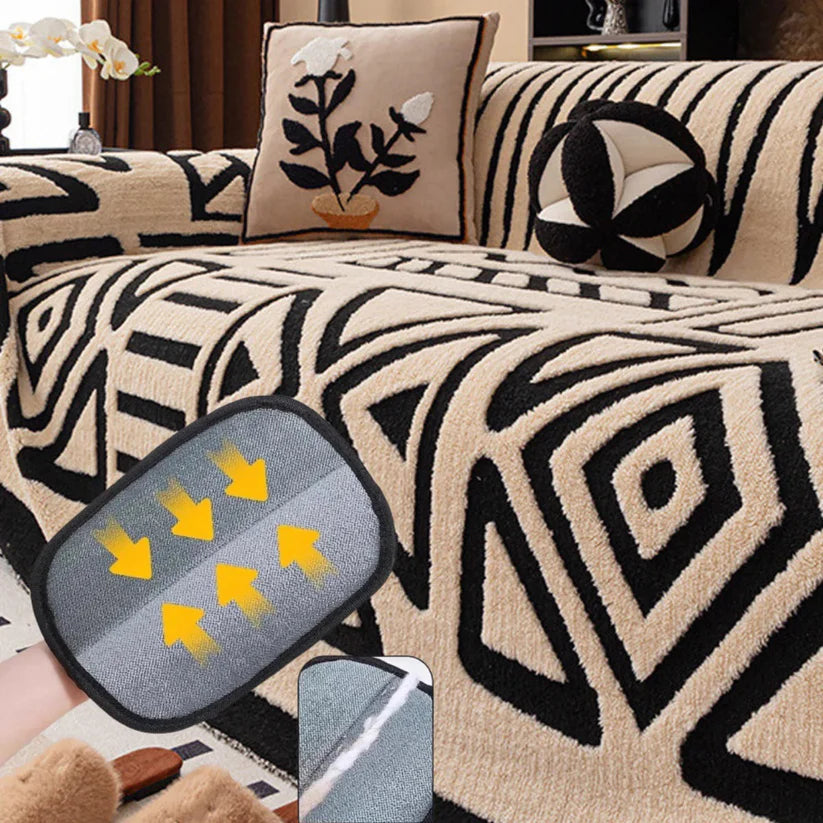 Housse de canapé en peluche antidérapante douce