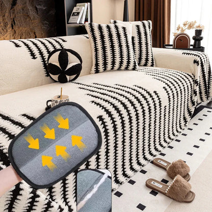 Housse de canapé en peluche antidérapante douce