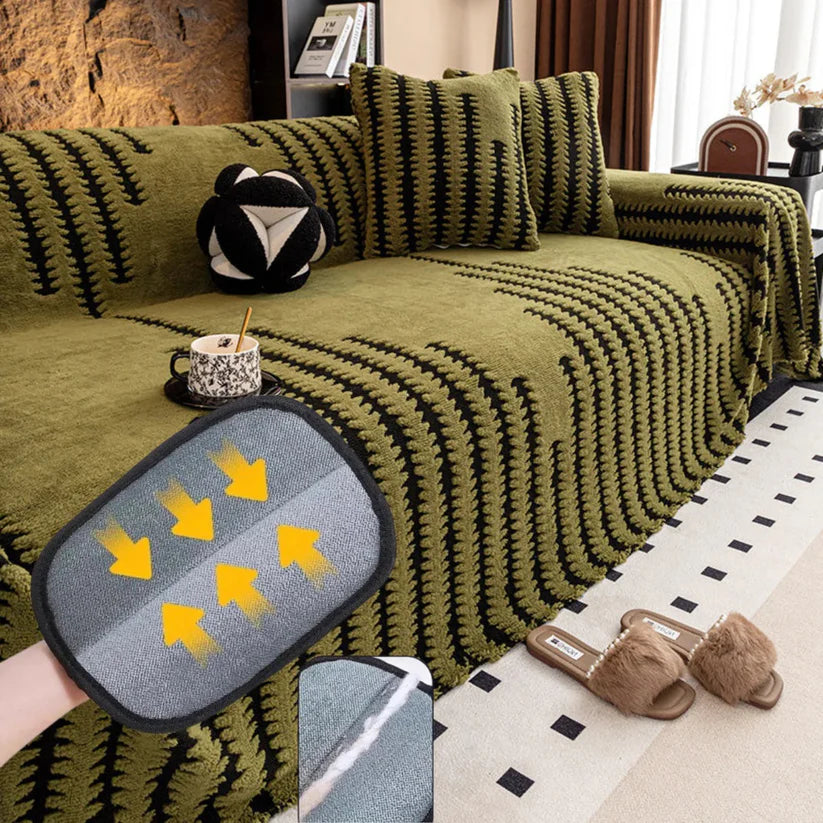 Housse de canapé en peluche antidérapante douce